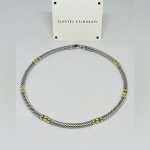 David Yurman Sterling Silver & 14K Gold 7 Station Metro Cable Collar Necklace